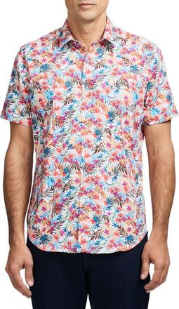 Robert Graham Escape Short Sleeve Button-Up Shirt in Blue Multi at Nordstrom, Size Xxx-Large