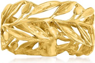Ross-Simons Italian 14kt Yellow Gold Openwork Leaf Ring