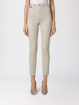 Philipp Plein Jeans skinny cropped in denim stretch a vita alta effetto used
