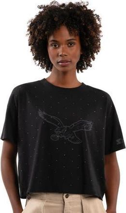 Starter Womens Starter Black Philadelphia Eagles Rhinestone Sprinkle Boxy Cropped T-Shirt at Nordstrom, Size Xx-Large