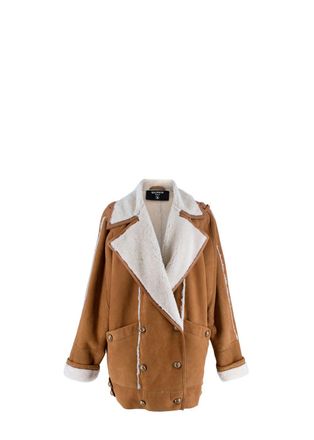 Balmain Oversize Shearling and Suede Coat Size XS