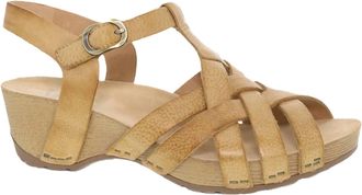 Dansko Womens Tinley Tan Milled Burnished Leather Sandals