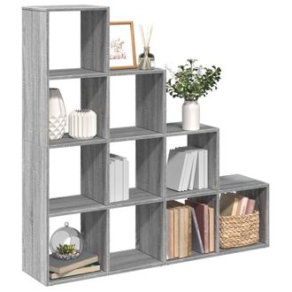 Berkfield Home Room Divider Bookcase 4-Tier Grey Sonoma 131.5x29x131.5 cm Engineered Wood