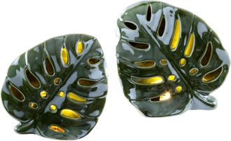 I.GE.A. Windlicht »Blatt mit LED-Licht« 2er Set