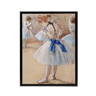 Artery8 Dancer Ballerina Pastel Drawing Degas Vintage Framed Canvas Wall Art in Beige | Size: W24 x H32