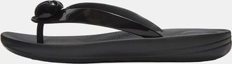 FitFlop Womens FitFlop Womens IQUSHION Glossy-Button Flip-Flops - Black 001 - Size: 5