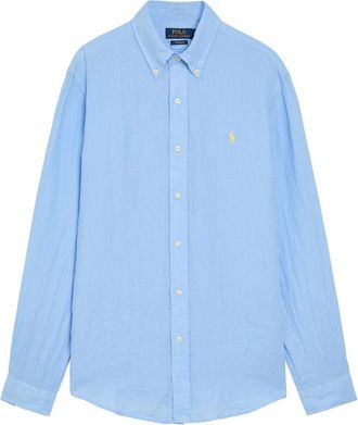 Polo Ralph Lauren Logo-embroidered Linen Shirt - Blue - Xxl