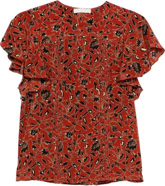 Ulla Johnson Top Adoni a fiori con ruches - Rosso