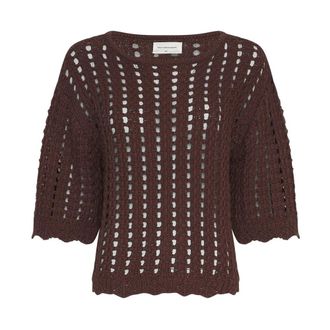 Moss Copenhagen Truien & Vesten, Dames, Bruin, M/L, Katoen, Fairyn Pullover Sweatshirt