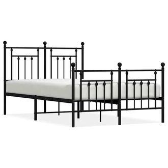 Berkfield Home Metal Bed Frame with Headboard & Footboard Black 120x200 cm | Size: Small Double