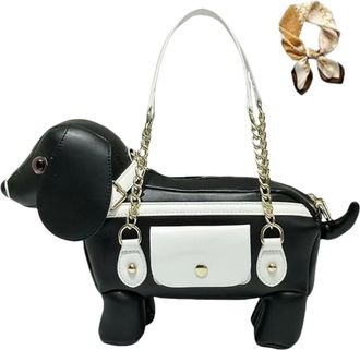 Generic Cute Unique Dog Shaped Handbag, Novelty Puppy Purse Crossbody for Women, Funny Fashion Casual Animal Print Shoulder Bag