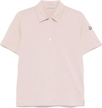 Moncler Poederroze Polo Top met Logopatch - Dames - Polos - Roze - S - Katoen - Tops