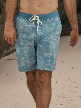 Fat Face FatFace Camber Teal Blue Bamboo Print Swim Shorts