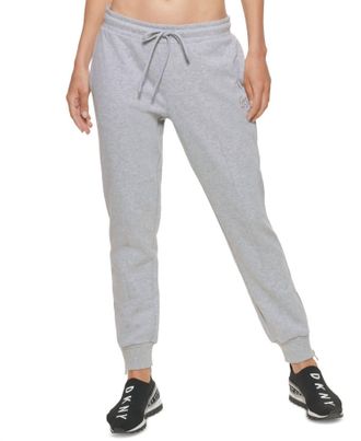 DKNY Womens Activewear Cotton Drawstring Jogger Pants In Pearl Gray Heather