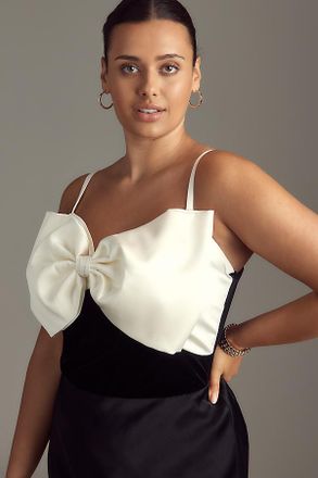 Eloquii Plus Oversized Bow Velvet Bodysuit