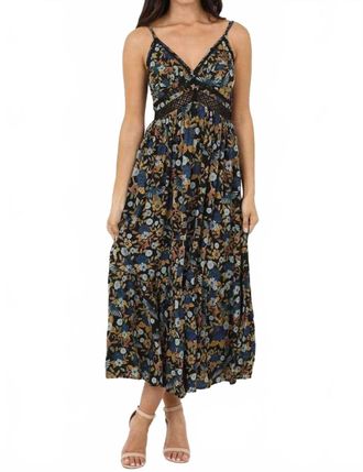 Angie V Neck Lace Trim Maxi Dress In Blue