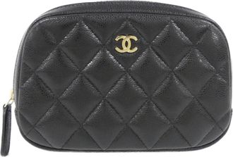 Chanel Black Grained Calfskin Pouch (Pre-Owned)