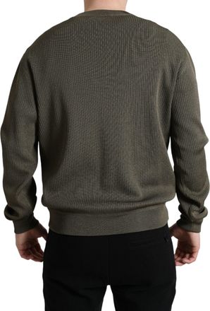 Dolce & Gabbana Mens Viscose Crew Neck Sweater Green Polyester