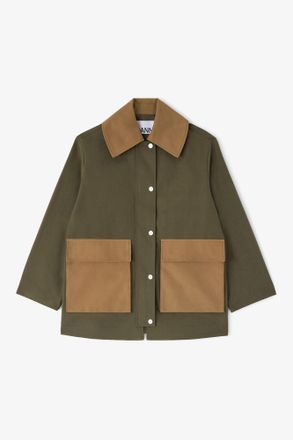 Ganni Green Jacket in Canvas - Size XXS/XS Organic Cotton