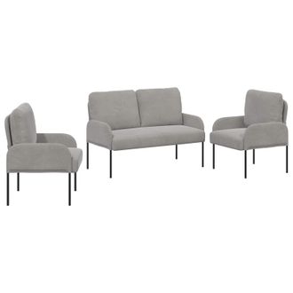 vidaXL Juegos De Sof&aacute;s 3 Uds. Gris Claro Madera Contrachapada Vidaxl