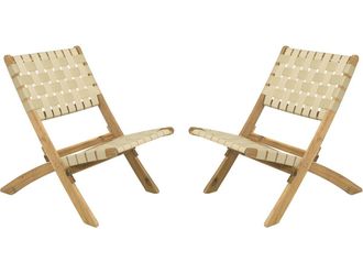 Habitat et Jardin Lote De 2 Sillas De Jard&iacute;n De Madera Hanoi - Beige