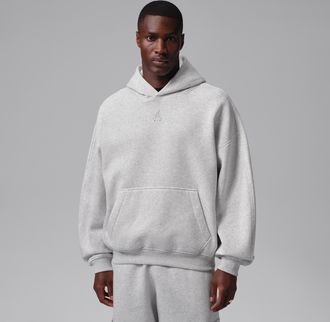 Nike Jordan Mens Jordan Brooklyn Oversized Fleece Pullover Hoodie in Grey | IM8911-054