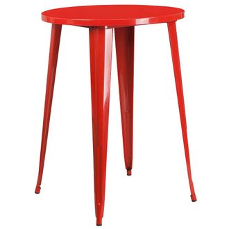 Flash Furniture Commercial Grade 30 Round Red Metal Indoor-Outdoor Bar Height Table