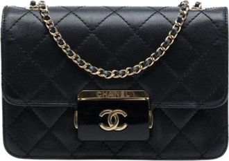 Chanel Pre-owned Quilted Sheepskin Crossbody Bag - Dames - Vintage Schoudertas - Zwart - ONE Size - Leer - Vintage
