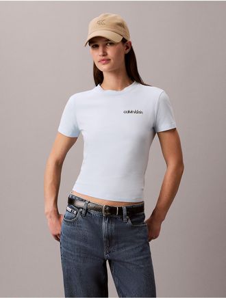 Calvin Klein Jeans Calvin Klein Womens Logo Graphic Slim T-Shirt - Light/Pastel Blue - XL