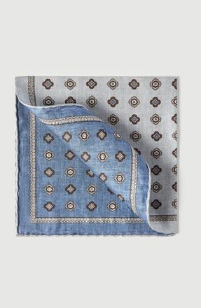 Brunello Cucinelli Silk pocket square with medallion design in Grey at Nordstrom