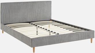 Sweeek Cama Con Somier Y Cabecero 160cm, Acabado En Pana Fina