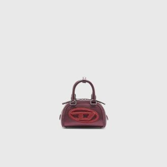 Diesel 1DR Dome - Small bowling bag in satin and suede - Crossbody Bags - Woman - Red
