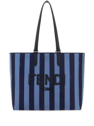 Fendi Pequin jacquard tote bag - Blue
