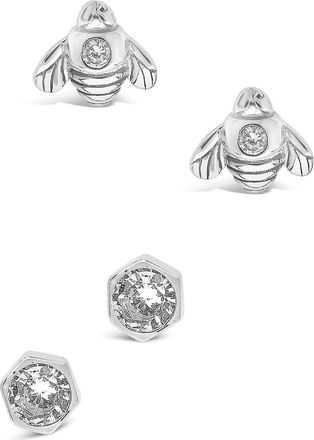 Sterling Forever Set of 2 Bee Stud Earrings in Silver at Nordstrom Rack