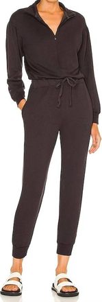 Monrow Supersoft Fleece Jumpsuit In Black