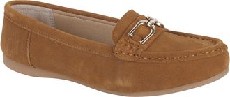 Jo & Joe Womens Suede Comfort Loafers with Gold Buckle - Cushioned Slip-On Casual Flats for Everyday Wear Sizes 4-8 (Tan, UK Footwear Size System, Adult, Women