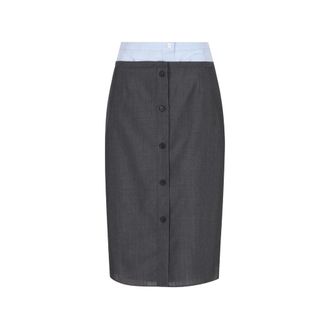 Prada Button-down Layered-effect Midi Skirt