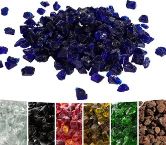 Teamson Home 4 Kg Rocas De Lava Para Braseros De Gas, Cristal De Fuego Templado, Seguro Para Estufas De Gas De Jard&iacute;n Exterior, Azul - Teamson Home