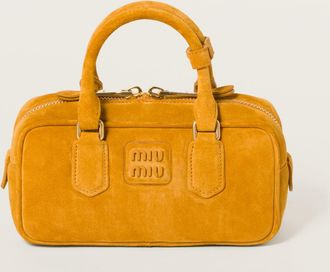 Miu Miu Arcadie Padded Suede Top-handle Bag, Woman, Whiskey