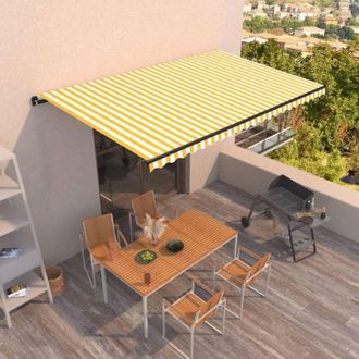 vidaXL Toldo Retr&aacute;ctil Manual Amarillo Y Blanco 500x300 Cm Vidaxl