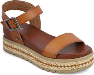 Mia Kiera Ankle Strap Platform Wedge Sandal in Tan at Nordstrom, Size 9.5