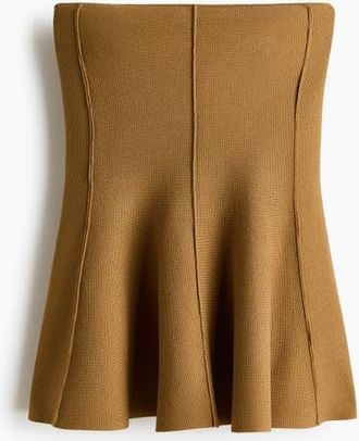 H&M Peplum Tube Top in Beige at Nordstrom, Size X-Small
