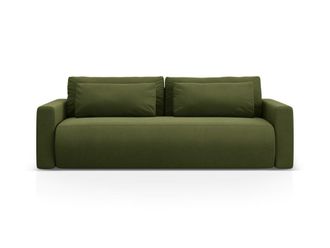 Cosmopolitan Design Sof&aacute; cama con ba&uacute;l de almacenaje 3 plazas de terciopelo verde militar