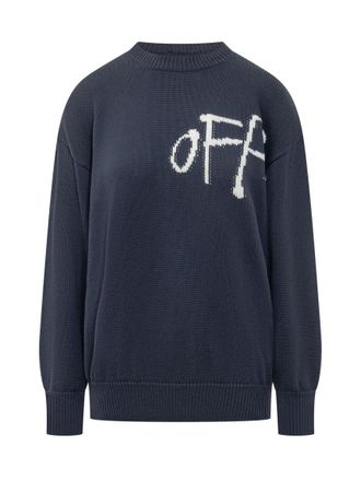 Off-white Blue Logo Crew Neck Sweater