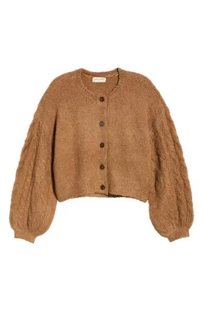 Free People Thistle Knit Cardigan in Macadmia at Nordstrom, Size X-Small