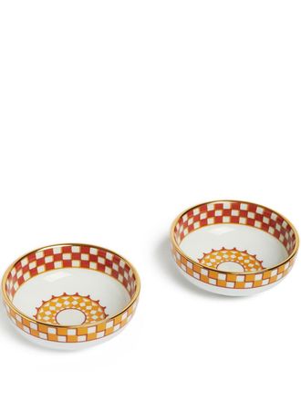 La DoubleJ geometric-print porcelain bowl (set of two) - unisex - Porcelain - One Size - Orange