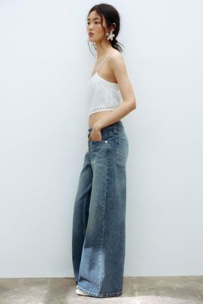 H&M Baggy wide low waist jeans in Denim Blue at Nordstrom, Size 10
