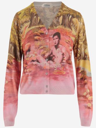 Versace Seiden-Cardigan mit FKK-Print