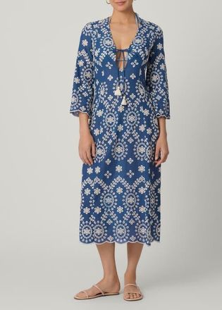 Shoshanna Cannes Embroidered Chambray Maxi Cover Up at Nordstrom, Size X-Small