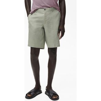Mango Slim Fit Linen Bermuda Shorts in Mint Green at Nordstrom, Size 34